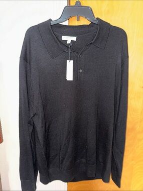 Banana Republic Black Merino Polo Sweater